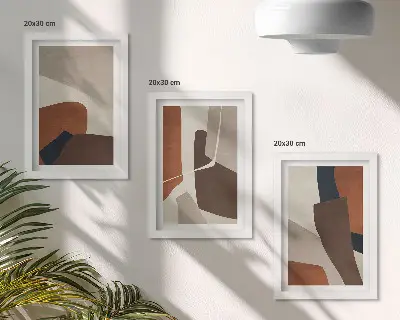 Photo frame wall with modern structural shape abstractions