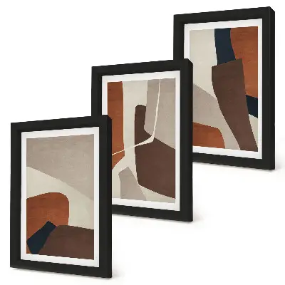 Photo frame wall with modern structural shape abstractions