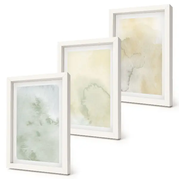 Pastel watercolor canvas print triptych framed with painted textures