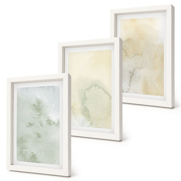 Framed triptych Pastel watercolors on canvas paint textures