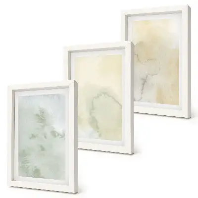 Pastel watercolor canvas print triptych framed with painted textures