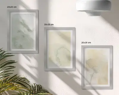 Pastel watercolor canvas print triptych framed with painted textures
