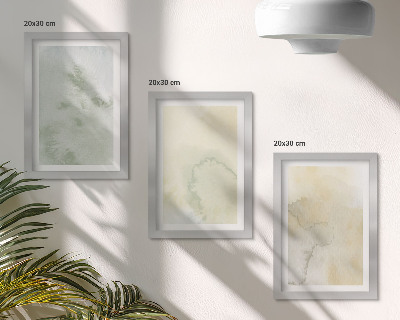 Framed triptych Pastel watercolors on canvas paint textures