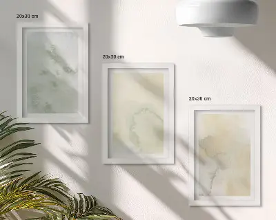 Pastel watercolor canvas print triptych framed with painted textures