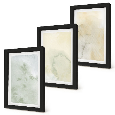 Framed triptych Pastel watercolors on canvas paint textures