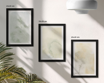 Framed triptych Pastel watercolors on canvas paint textures