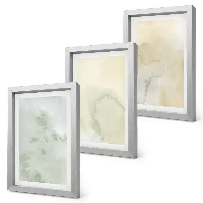 Pastel watercolor canvas print triptych framed with painted textures