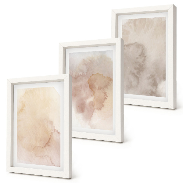 3-piece wall art set Warm watercolors on canvas with pastel textures