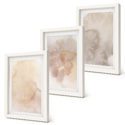 3-piece wall art set Warm watercolors on canvas with pastel textures