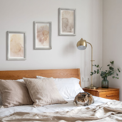 3-piece wall art set Warm watercolors on canvas with pastel textures