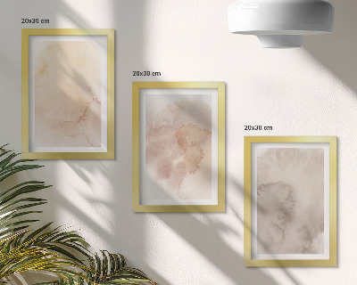 3-piece wall art set Warm watercolors on canvas with pastel textures