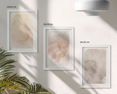 3-piece wall art set Warm watercolors on canvas with pastel textures