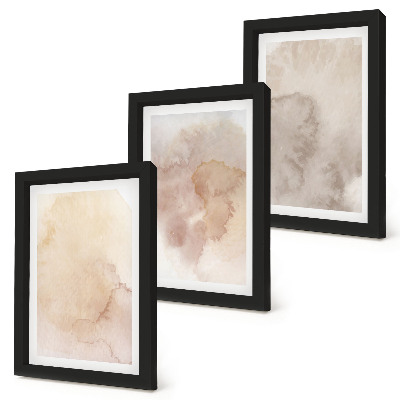 3-piece wall art set Warm watercolors on canvas with pastel textures