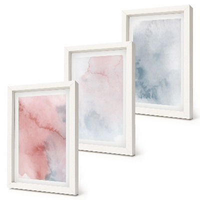 Framed triptych Pastel watercolors on canvas colorful textures