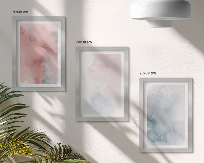 Framed triptych Pastel watercolors on canvas colorful textures