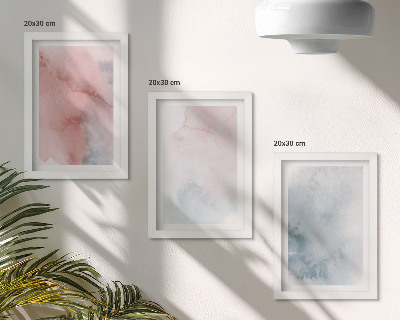 Framed triptych Pastel watercolors on canvas colorful textures