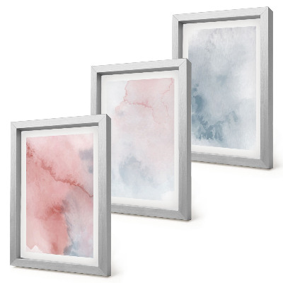 Framed triptych Pastel watercolors on canvas colorful textures
