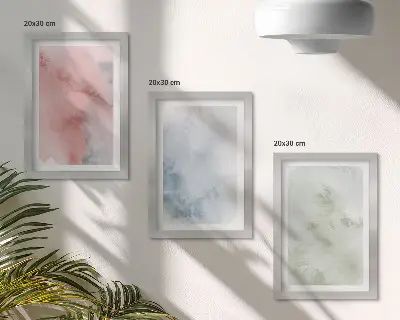 3-Piece wall art set pastel structures with colorful watercolors on canvas