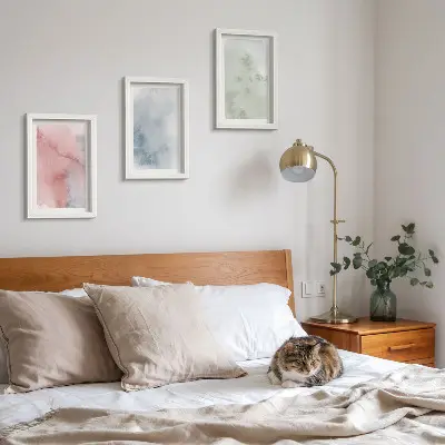 3-Piece wall art set pastel structures with colorful watercolors on canvas