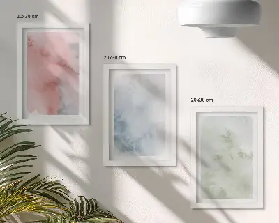 3-Piece wall art set pastel structures with colorful watercolors on canvas