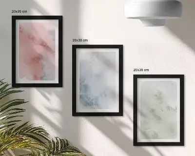 3-Piece wall art set pastel structures with colorful watercolors on canvas