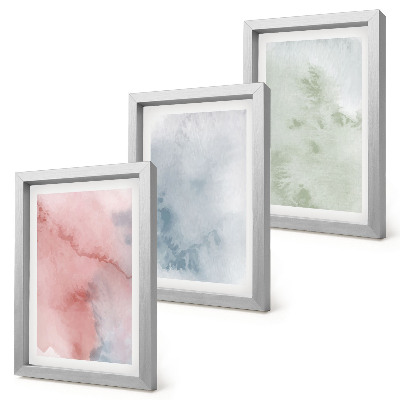3-piece wall art set Pastel structures colorful watercolors on canvas