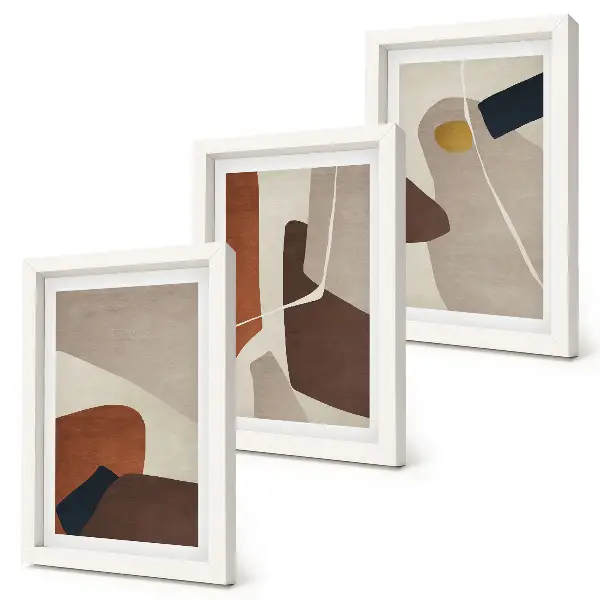 Abstract boho shapes modern painting framed triptych