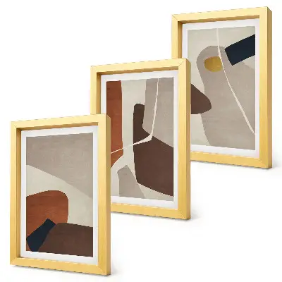 Abstract boho shapes modern painting framed triptych