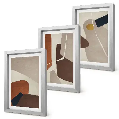 Abstract boho shapes modern painting framed triptych