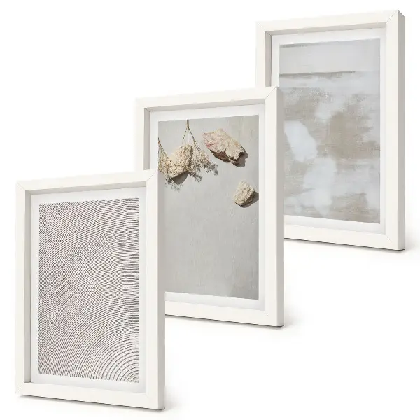 Framed triptych boho style sand stones and worn texture