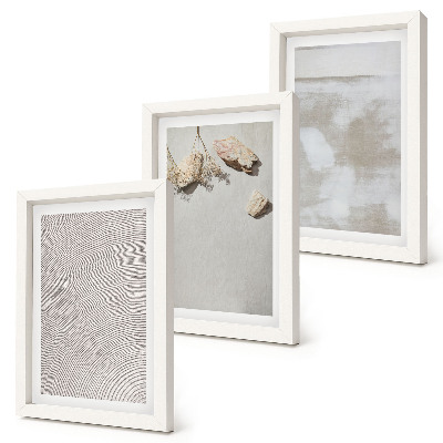 Framed triptych Sand, stones and worn texture boho style