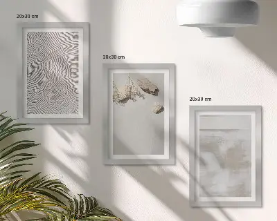 Framed triptych boho style sand stones and worn texture
