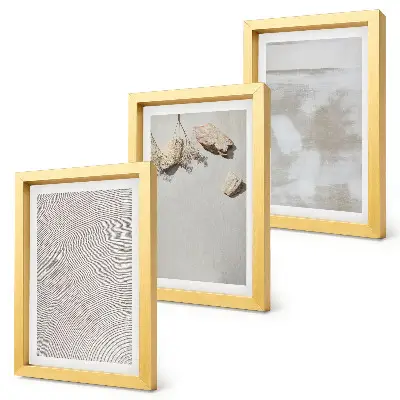Framed triptych boho style sand stones and worn texture