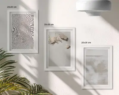 Framed triptych boho style sand stones and worn texture