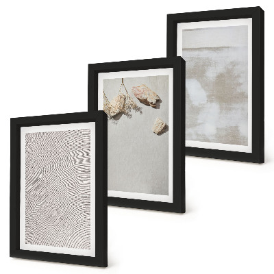 Framed triptych Sand, stones and worn texture boho style