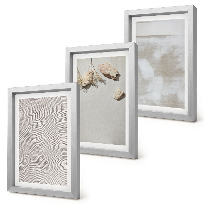 Framed triptych Sand, stones and worn texture boho style