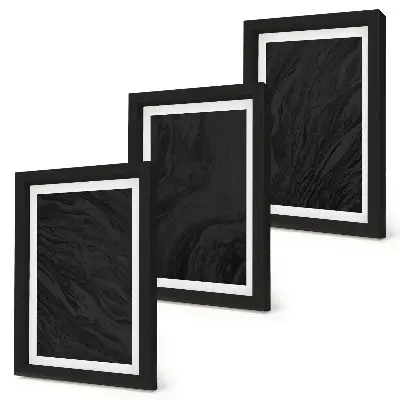 3-piece wall art set with dark marble elegant textures in a glamorous style
