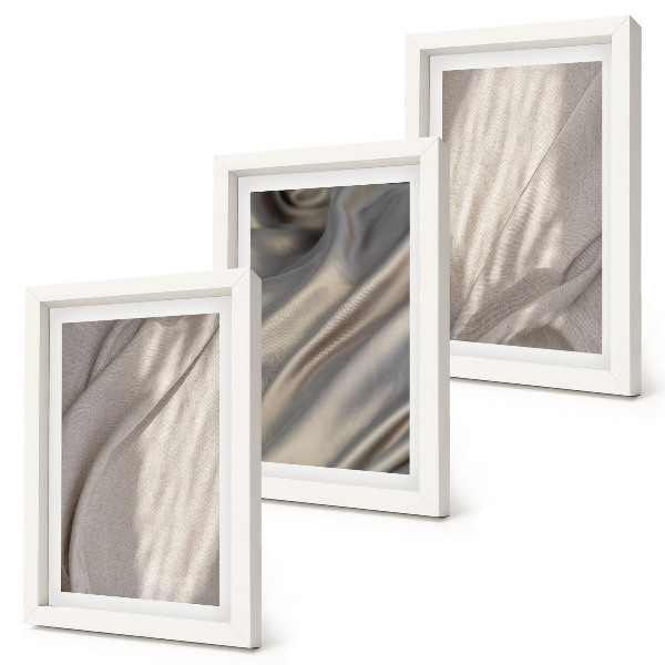 3-piece wall art set Close-up of natural fabric structures in boho style
