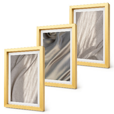 3-piece wall art set Close-up of natural fabric structures in boho style