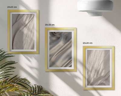 3-piece wall art set Close-up of natural fabric structures in boho style