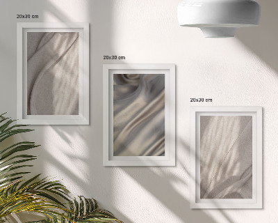 3-piece wall art set Close-up of natural fabric structures in boho style