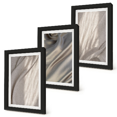 3-piece wall art set Close-up of natural fabric structures in boho style