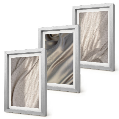 3-piece wall art set Close-up of natural fabric structures in boho style