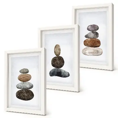 Photo frame wall minimalist boho stone stack painting