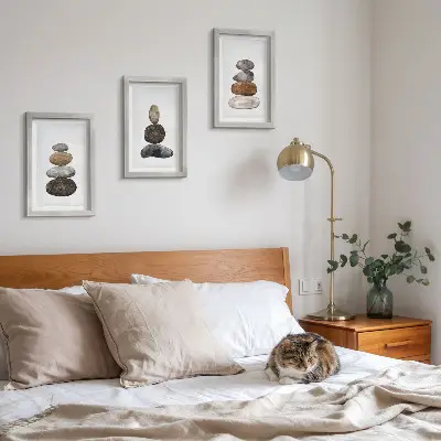 Photo frame wall Stacks of stones minimalist boho painting