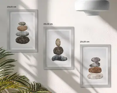 Photo frame wall minimalist boho stone stack painting