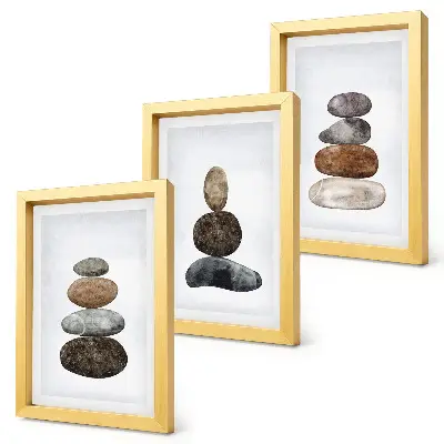 Photo frame wall minimalist boho stone stack painting