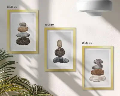 Photo frame wall minimalist boho stone stack painting