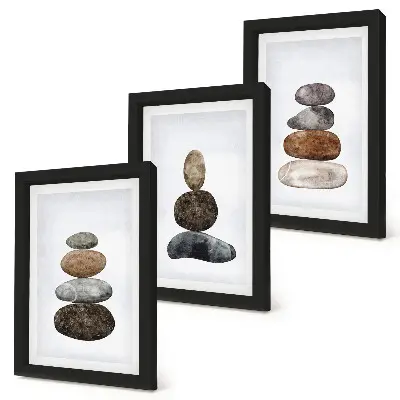 Photo frame wall minimalist boho stone stack painting