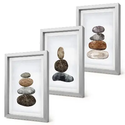 Photo frame wall minimalist boho stone stack painting